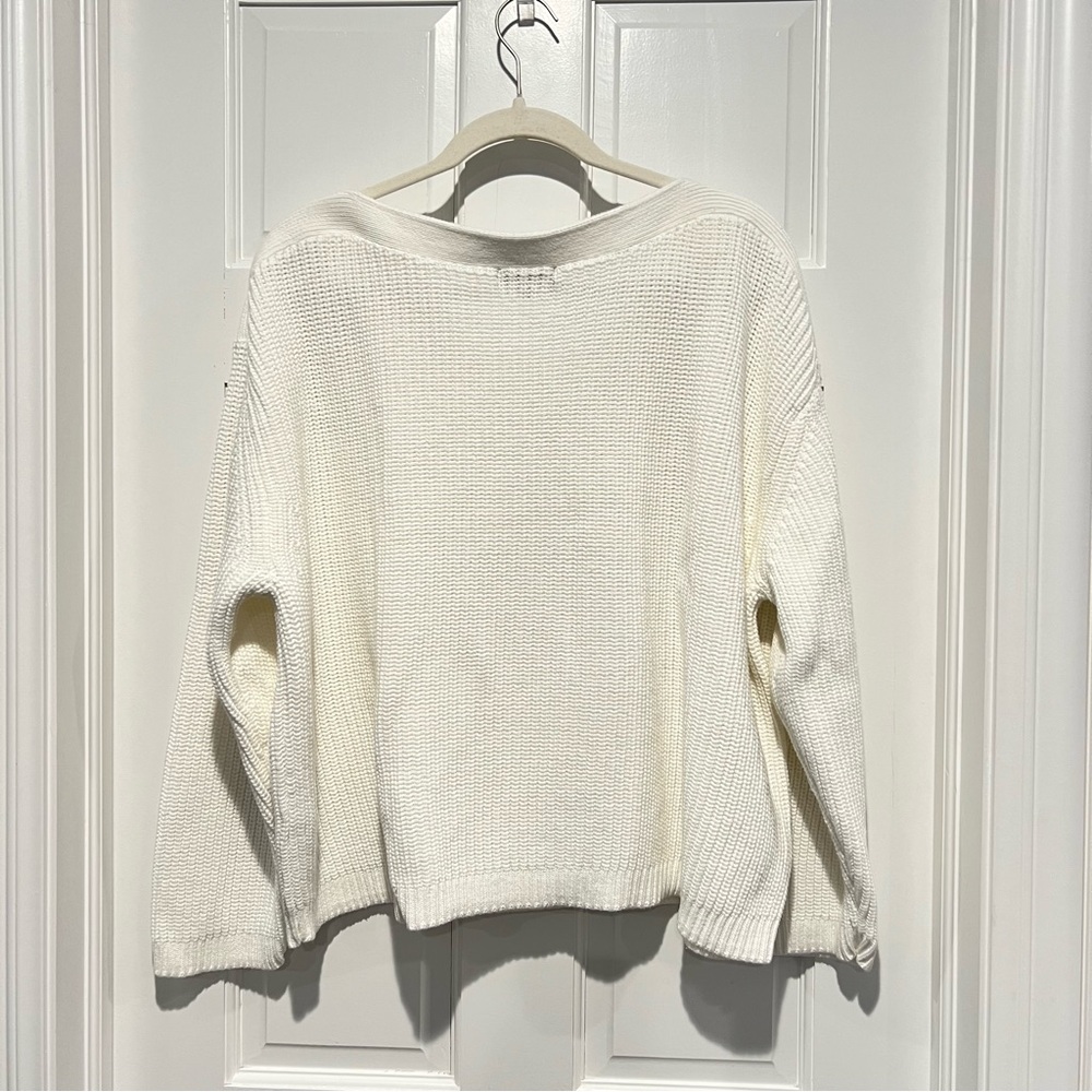 Quince 100% Organic Cotton Fisherman Boatneck Sweater Ivory XL - Picture 5 of 7